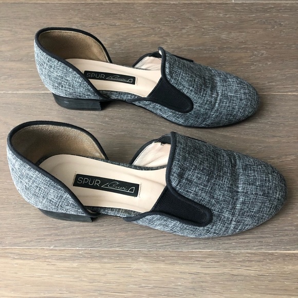Gray slip on d'orsay flats chic korea size 5.5 elegant chic walking shoes - Picture 3 of 4